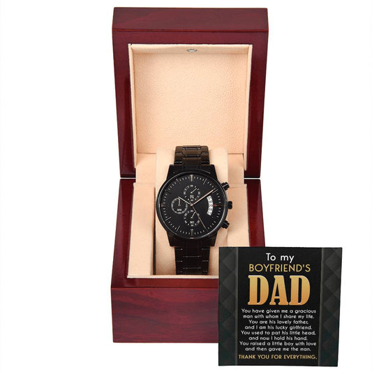 A Tribute to My Boyfriend's Dad - Black Chronograph Watch - Real Rad Boutique