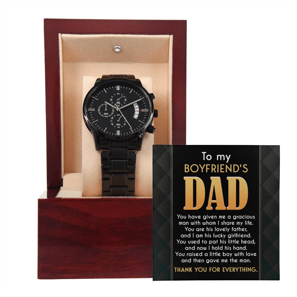 A Tribute to My Boyfriend's Dad - Black Chronograph Watch - Real Rad Boutique