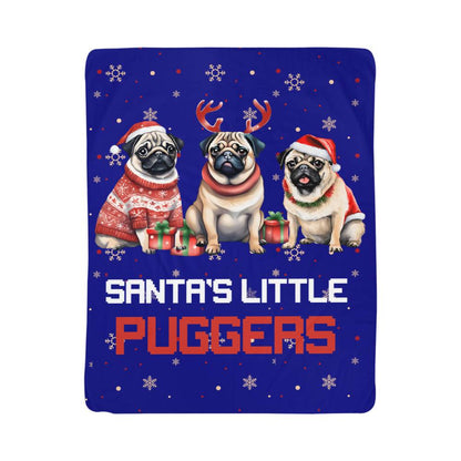 Santa's Little Puggers Sherpa Fleece Blanket