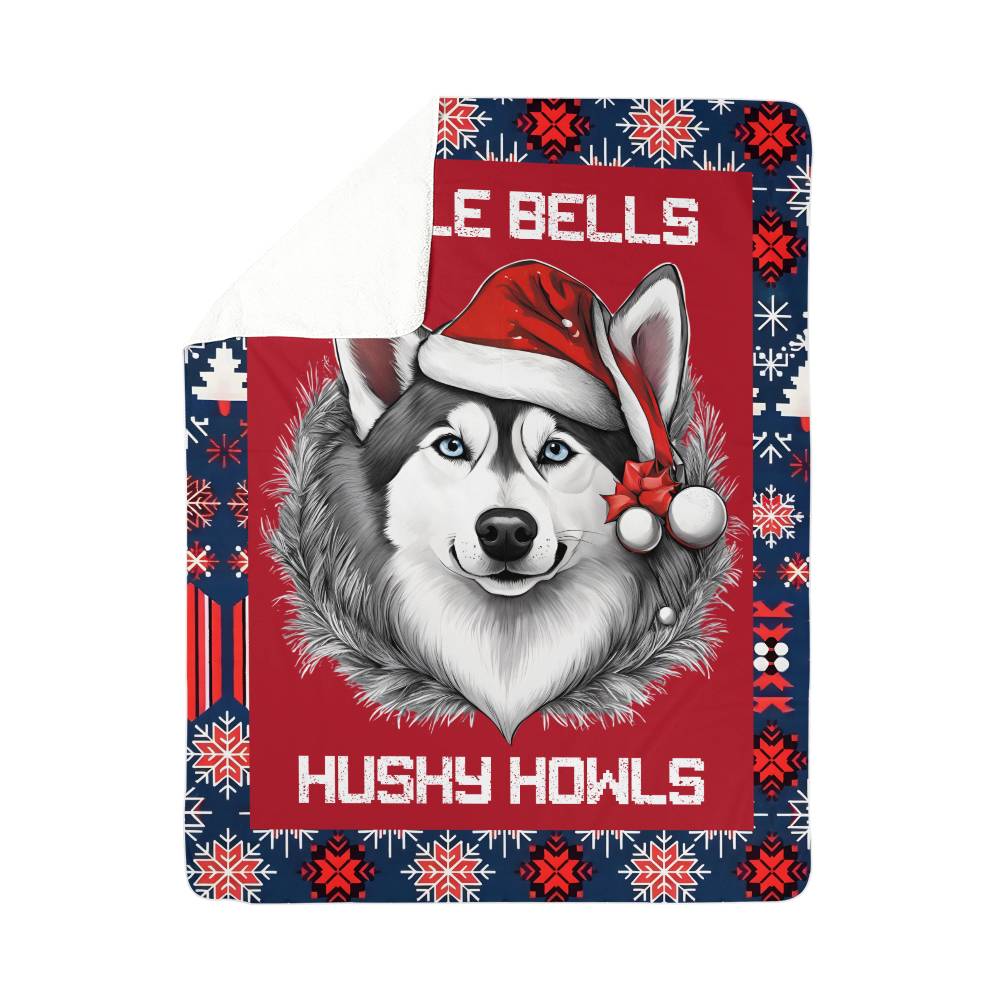 Jingle Bells & Husky Howls Sherpa Fleece Blanket