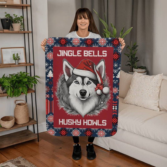 Jingle Bells & Husky Howls Sherpa Fleece Blanket