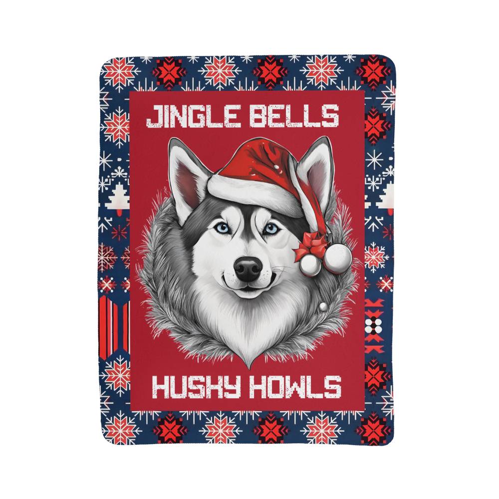 Jingle Bells & Husky Howls Sherpa Fleece Blanket