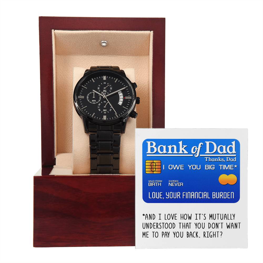 Bank of Dad - Black Chronograph Watch - Real Rad Boutique