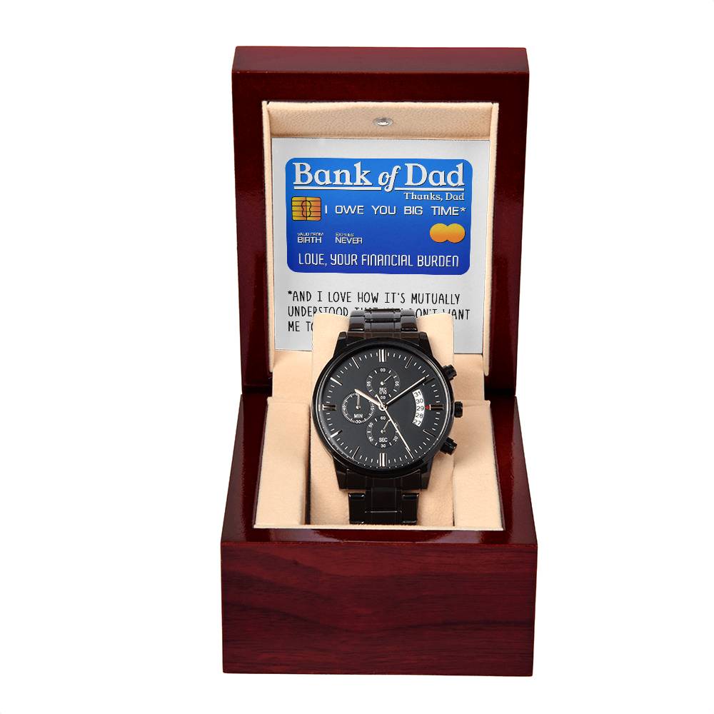 Bank of Dad - Black Chronograph Watch - Real Rad Boutique