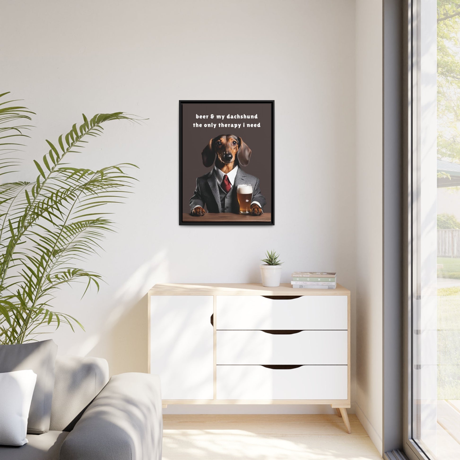 Beer and My Dachshund - Matte Canvas, Black Frame - Real Rad Boutique