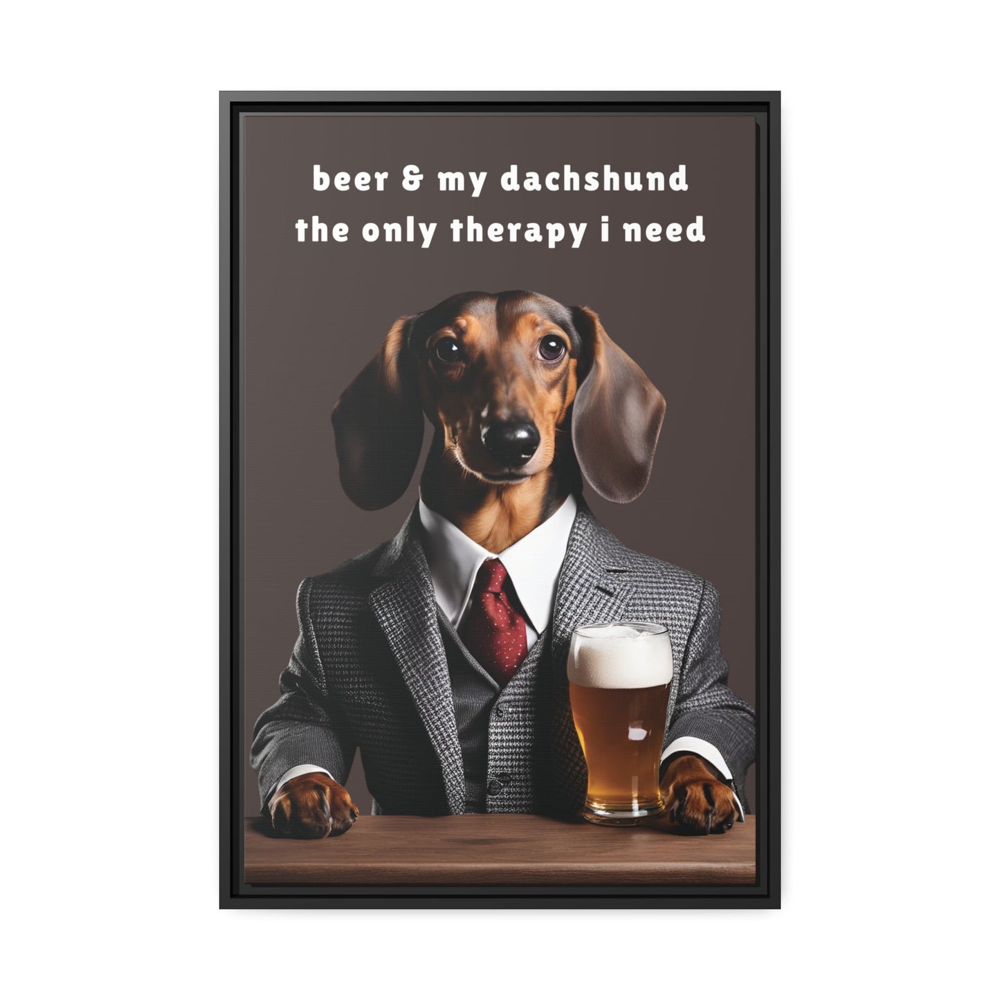 Beer and My Dachshund - Matte Canvas, Black Frame - Real Rad Boutique