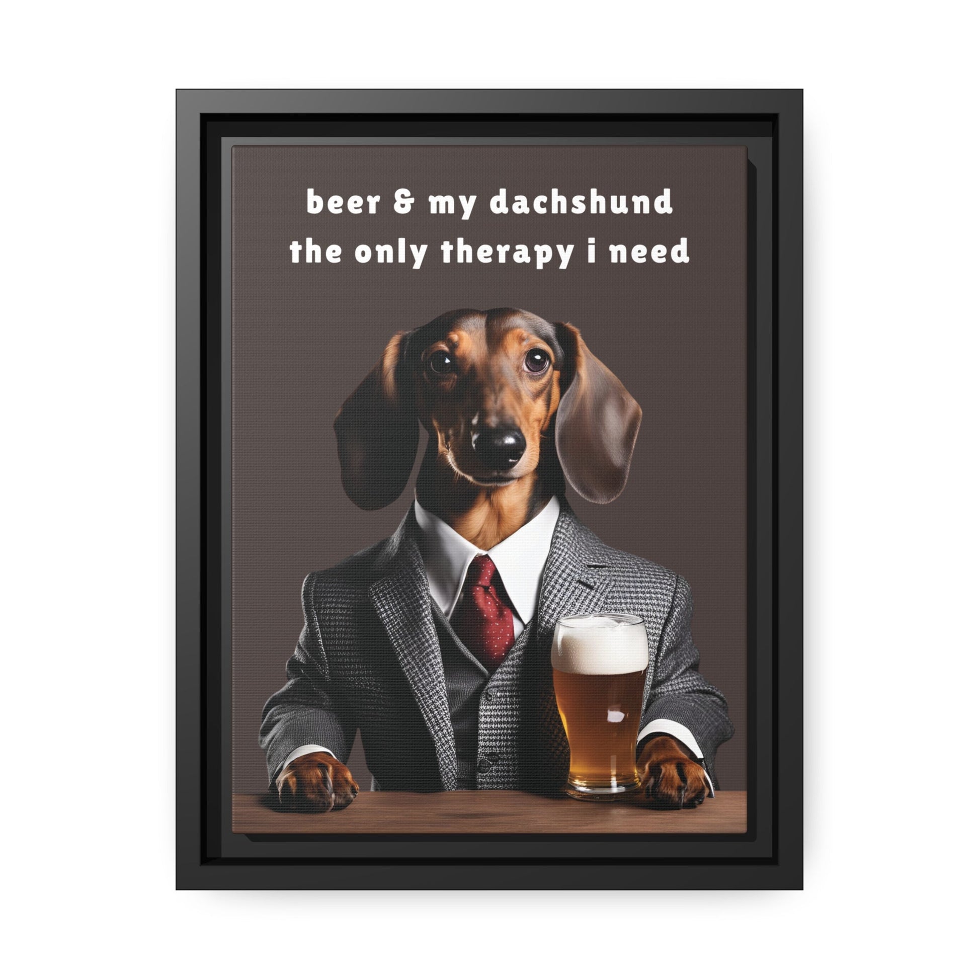 Beer and My Dachshund - Matte Canvas, Black Frame - Real Rad Boutique