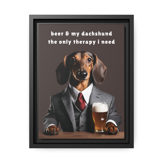 Beer and My Dachshund - Matte Canvas, Black Frame - Real Rad Boutique