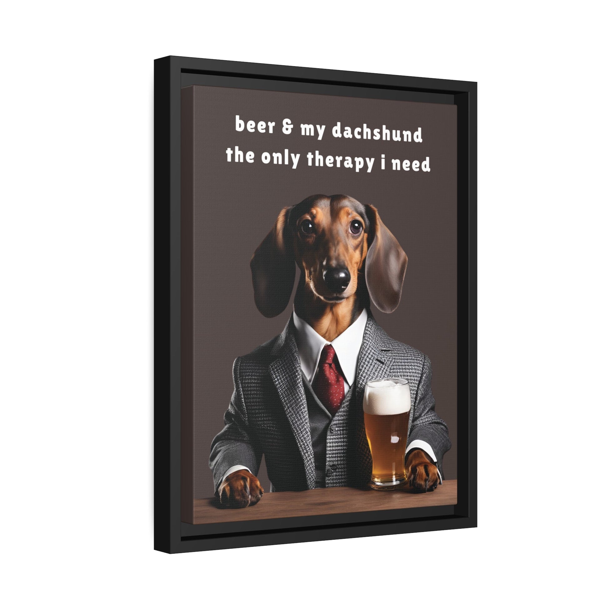 Beer and My Dachshund - Matte Canvas, Black Frame - Real Rad Boutique