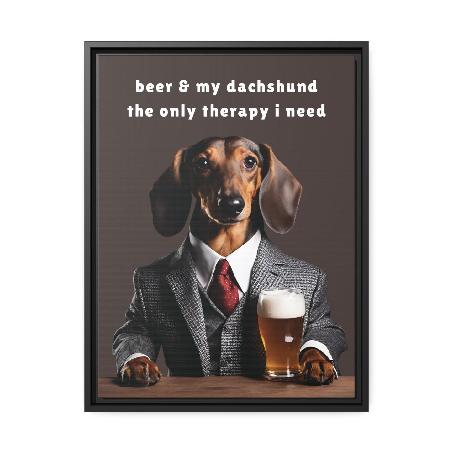 Beer and My Dachshund - Matte Canvas, Black Frame - Real Rad Boutique