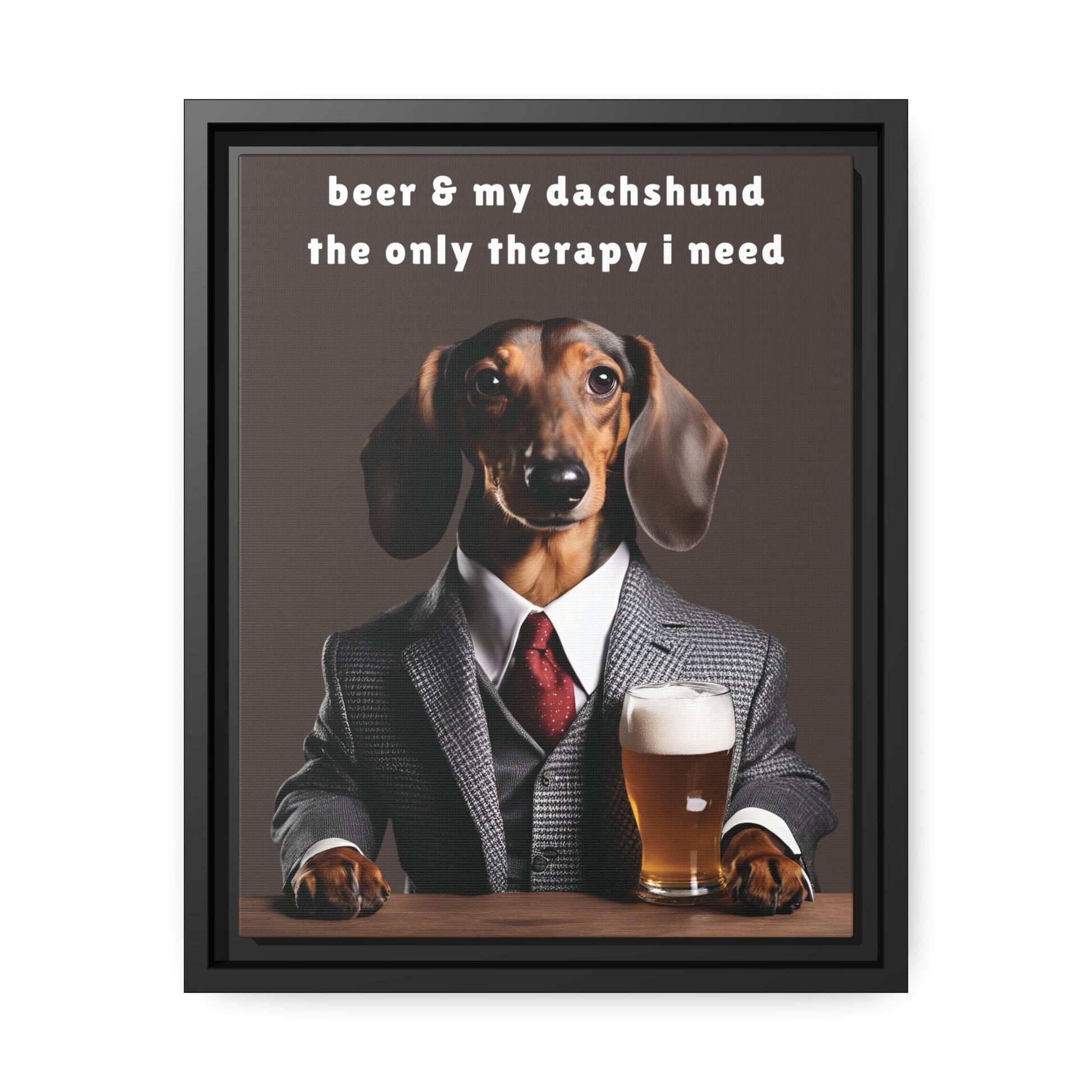 Beer and My Dachshund - Matte Canvas, Black Frame - Real Rad Boutique