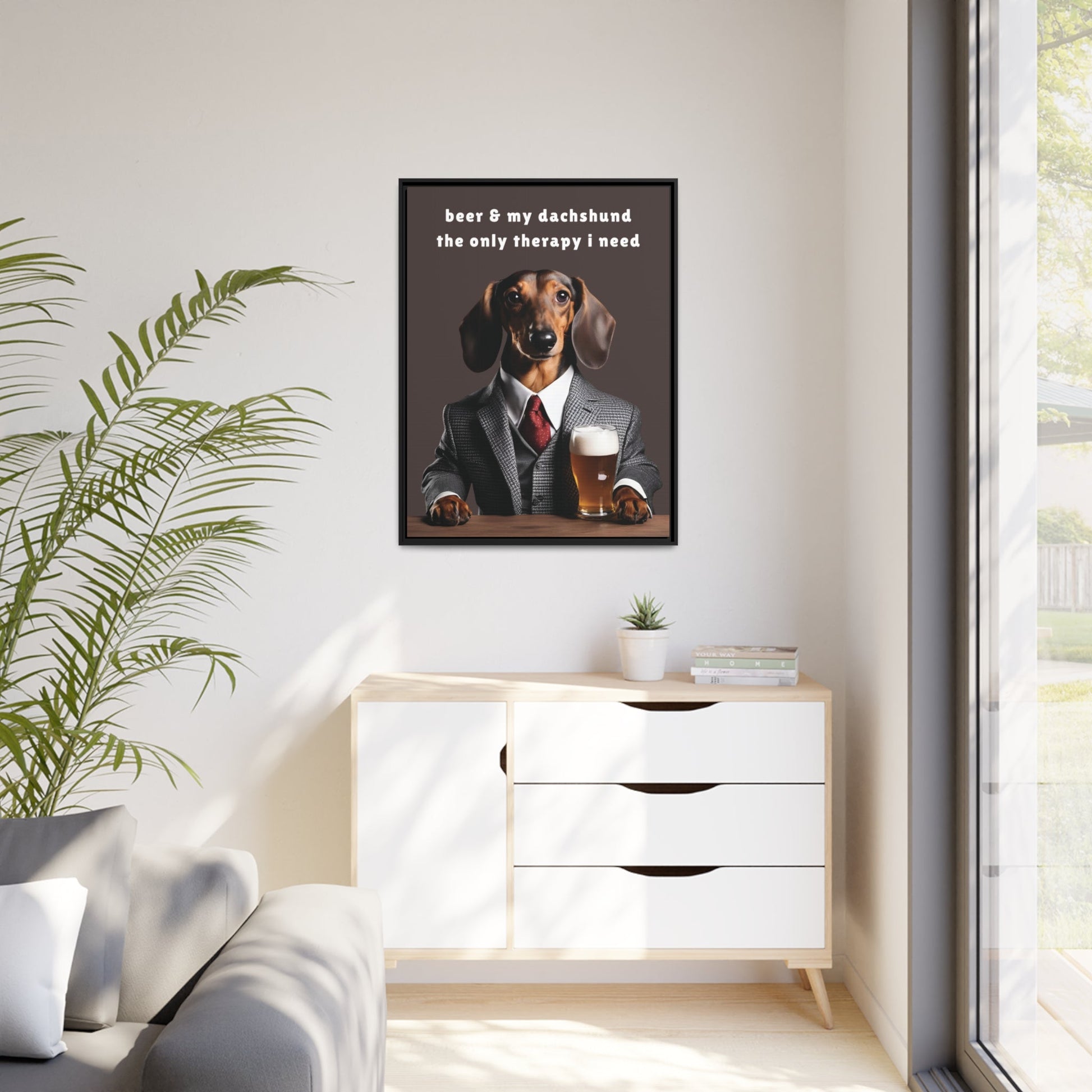 Beer and My Dachshund - Matte Canvas, Black Frame - Real Rad Boutique