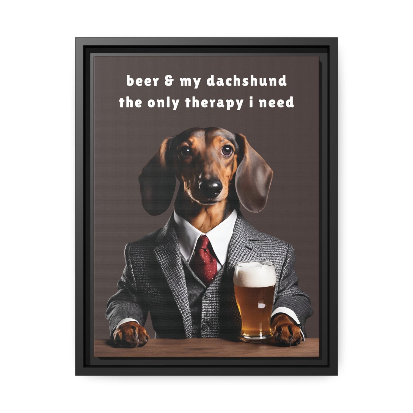 Beer and My Dachshund - Matte Canvas, Black Frame - Real Rad Boutique