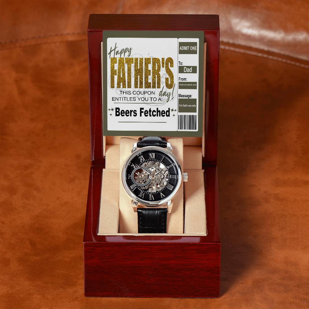 Beers Fetched By Man's Best Friend - Men's Openwork Watch - Real Rad Boutique