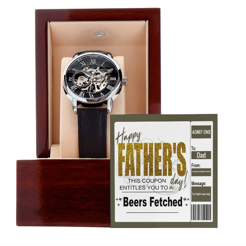 Beers Fetched By Man's Best Friend - Men's Openwork Watch - Real Rad Boutique