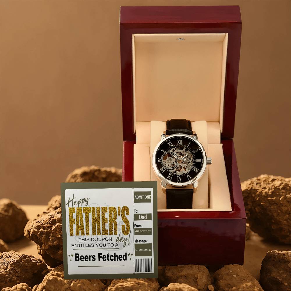 Beers Fetched By Man's Best Friend - Men's Openwork Watch - Real Rad Boutique