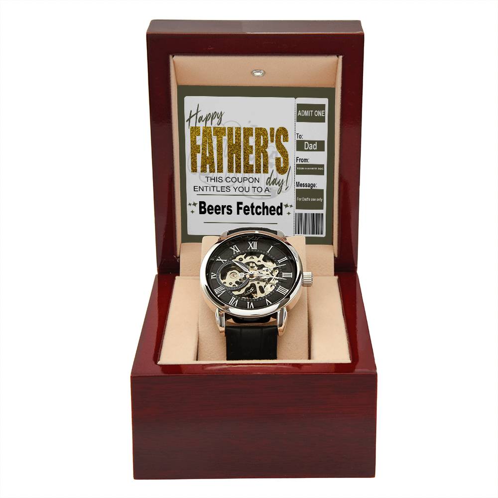 Beers Fetched By Man's Best Friend - Men's Openwork Watch - Real Rad Boutique