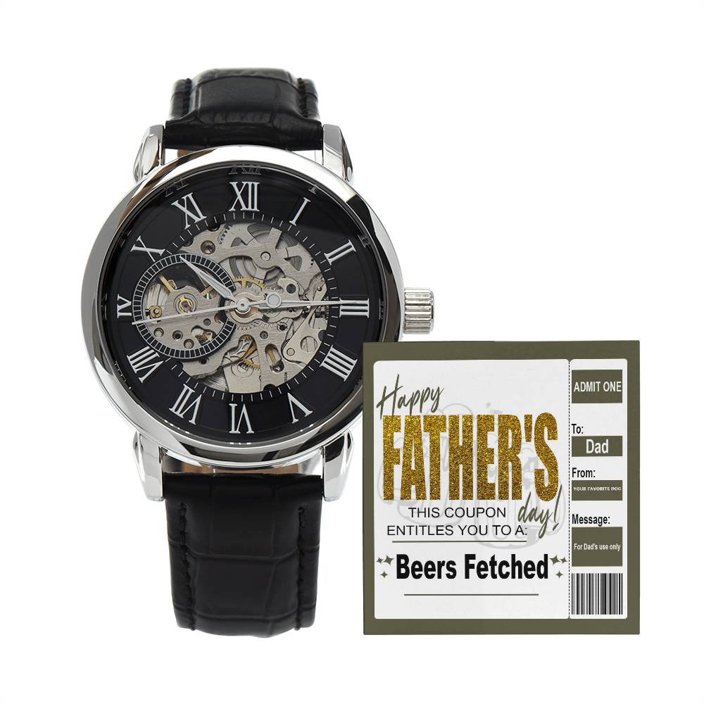 Beers Fetched By Man's Best Friend - Men's Openwork Watch - Real Rad Boutique