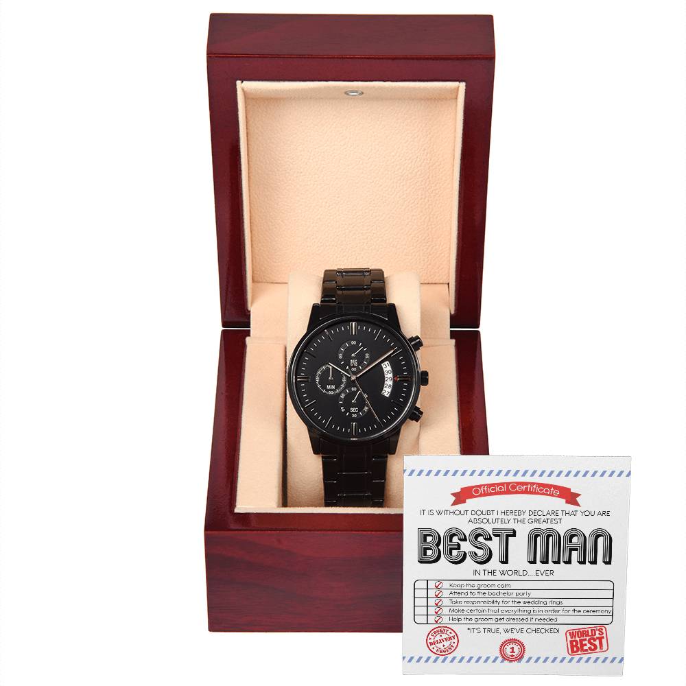 Best Man Duties - Black Chronograph Watch - Real Rad Boutique