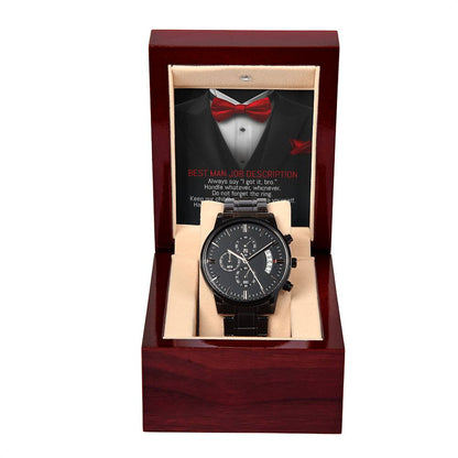 Best Man Job Description - Black Chronograph Watch - Real Rad Boutique