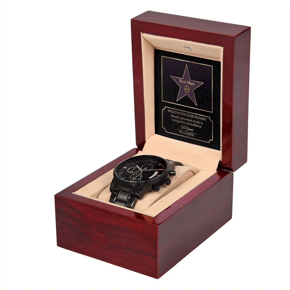 Best Man Star of Fame - Black Chronograph Watch - Real Rad Boutique