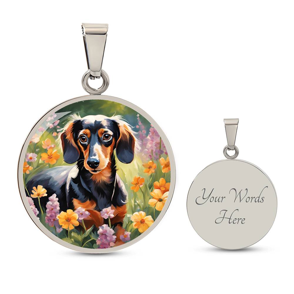 Blooming Doxie - Circle Pendant - Real Rad Boutique