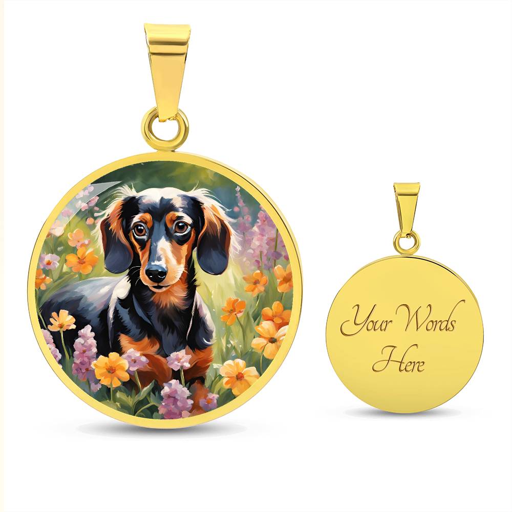 Blooming Doxie - Circle Pendant - Real Rad Boutique