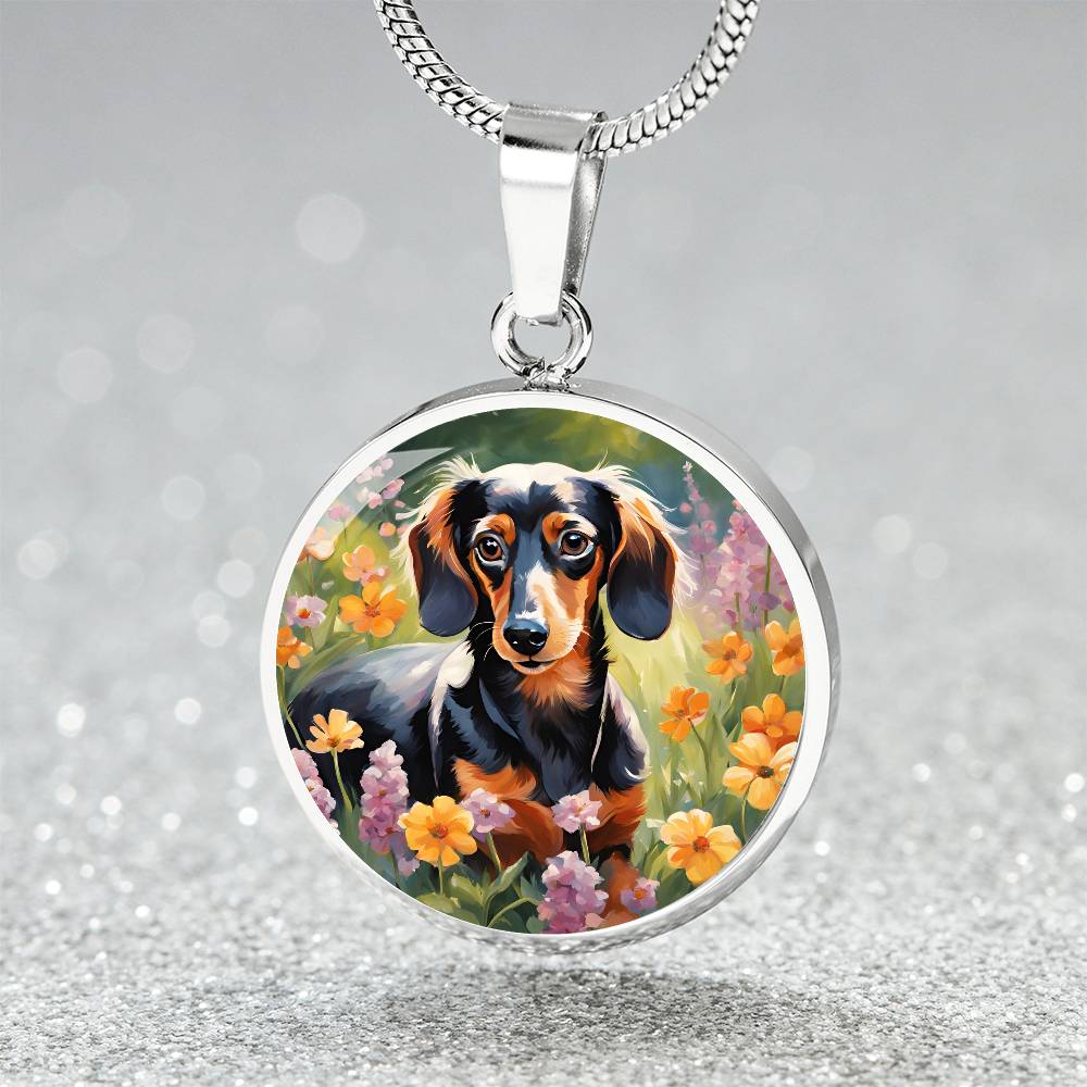 Blooming Doxie - Circle Pendant - Real Rad Boutique