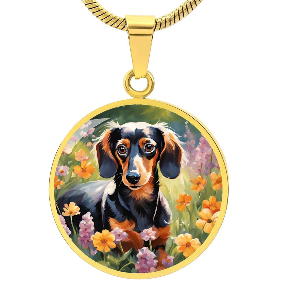 Blooming Doxie - Circle Pendant - Real Rad Boutique