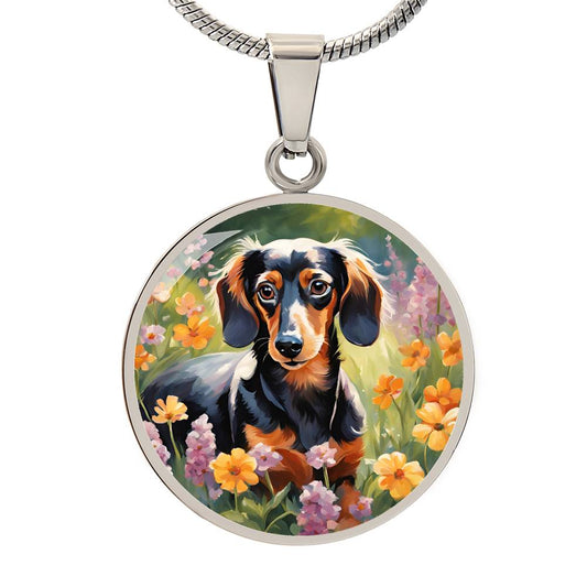 Blooming Doxie - Circle Pendant - Real Rad Boutique