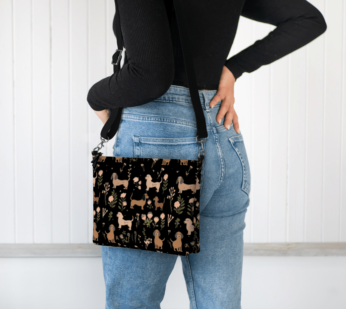 Blossom Hounds - Dachshund Vegan Leather Crossbody Purse - Real Rad Boutique