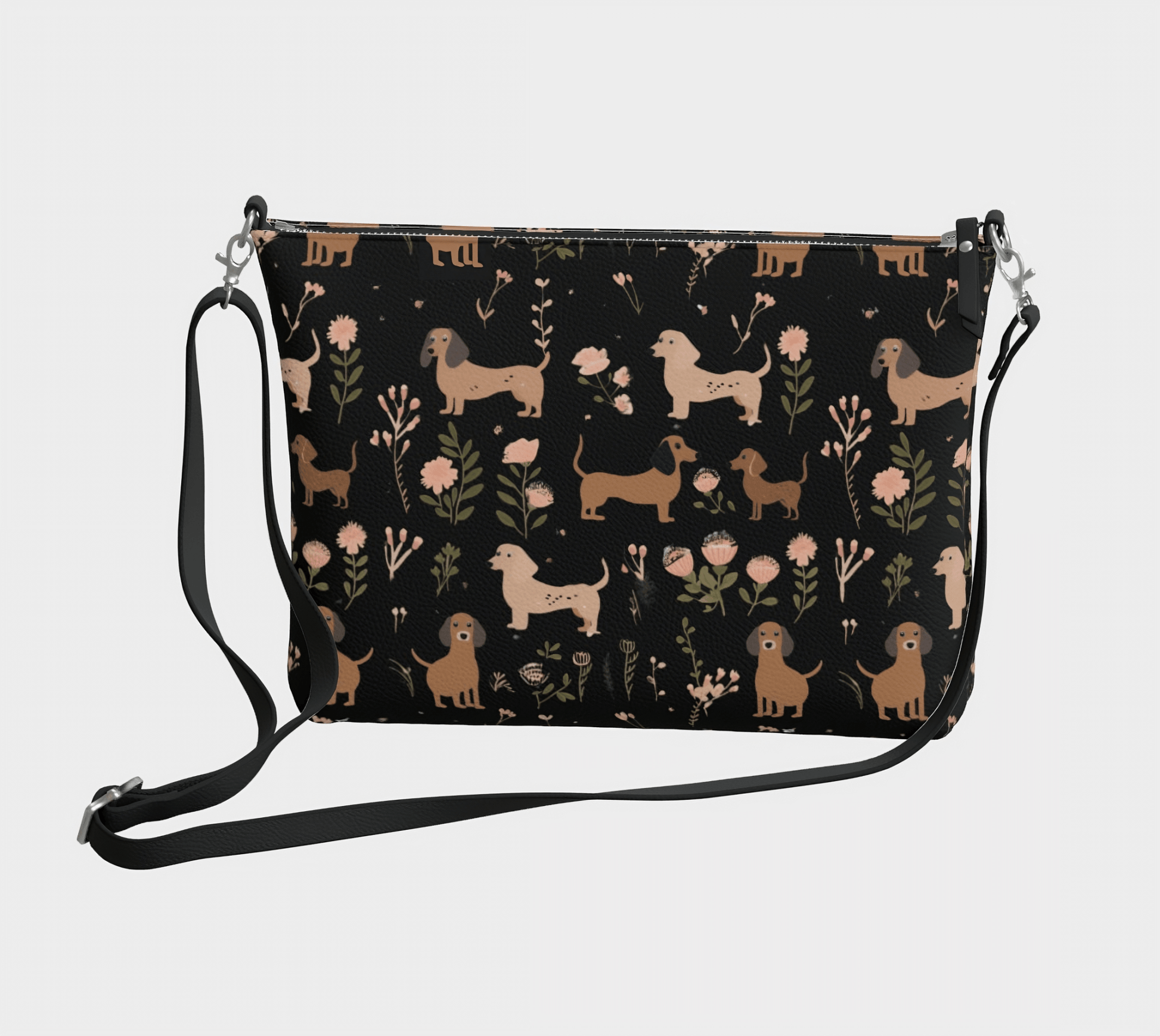 Blossom Hounds - Dachshund Vegan Leather Crossbody Purse - Real Rad Boutique