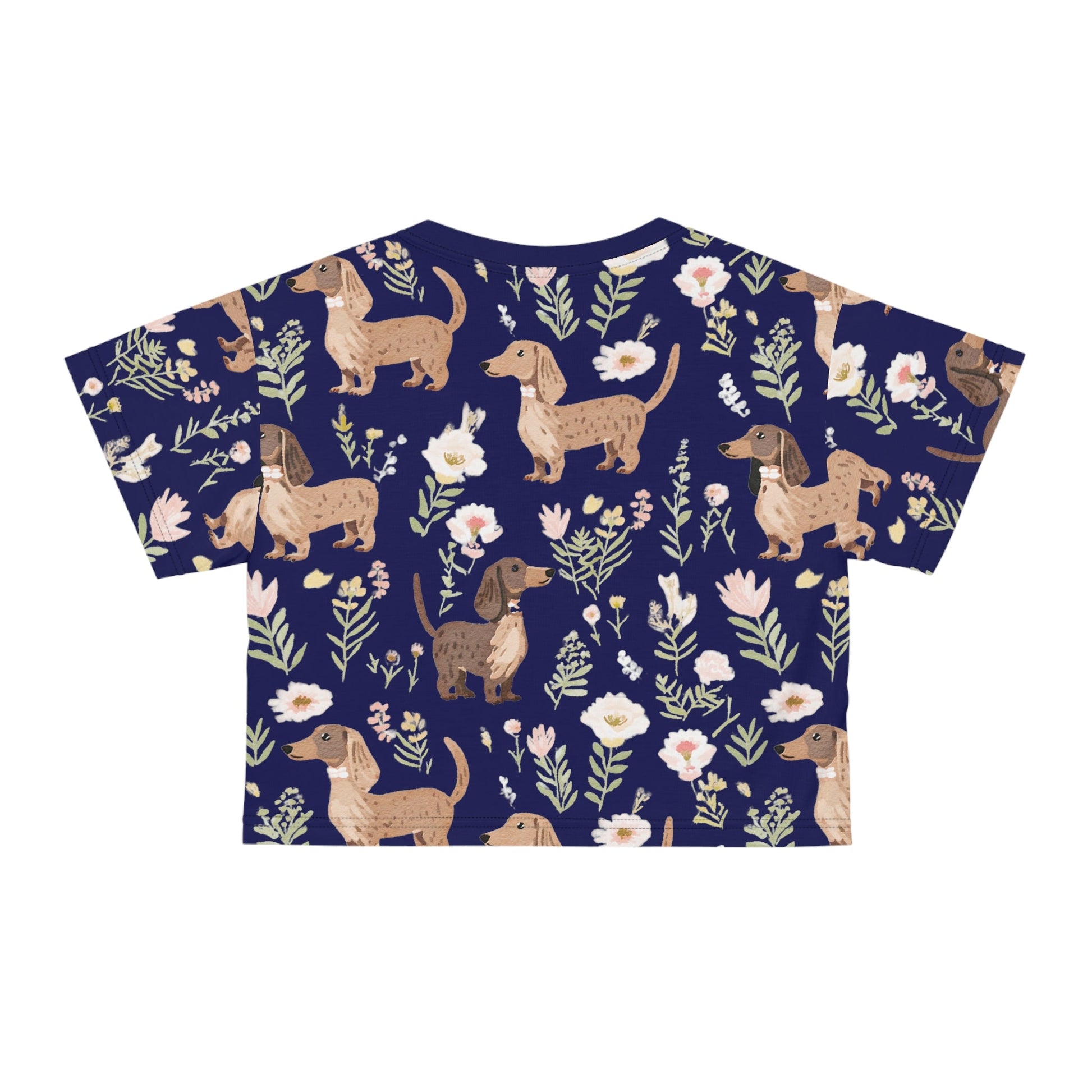 Blue Blooms - Dachshund Crop Tee - Real Rad Boutique