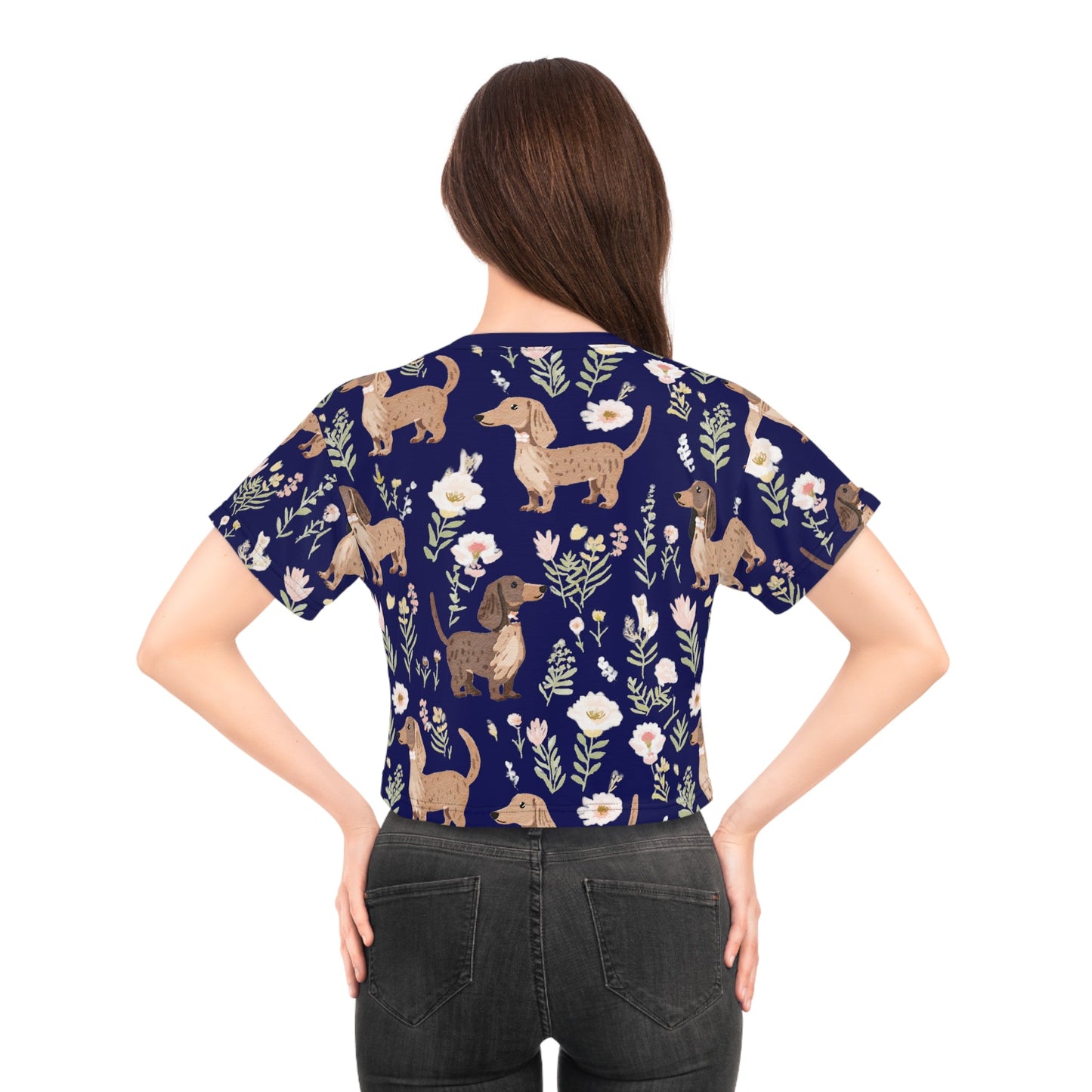 Blue Blooms - Dachshund Crop Tee - Real Rad Boutique