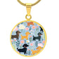 Blue Floral Paws - Circle Pendant - Real Rad Boutique