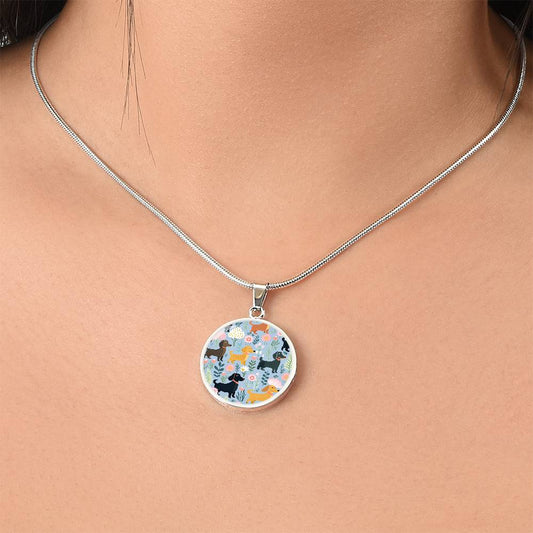 Blue Floral Paws - Circle Pendant - Real Rad Boutique