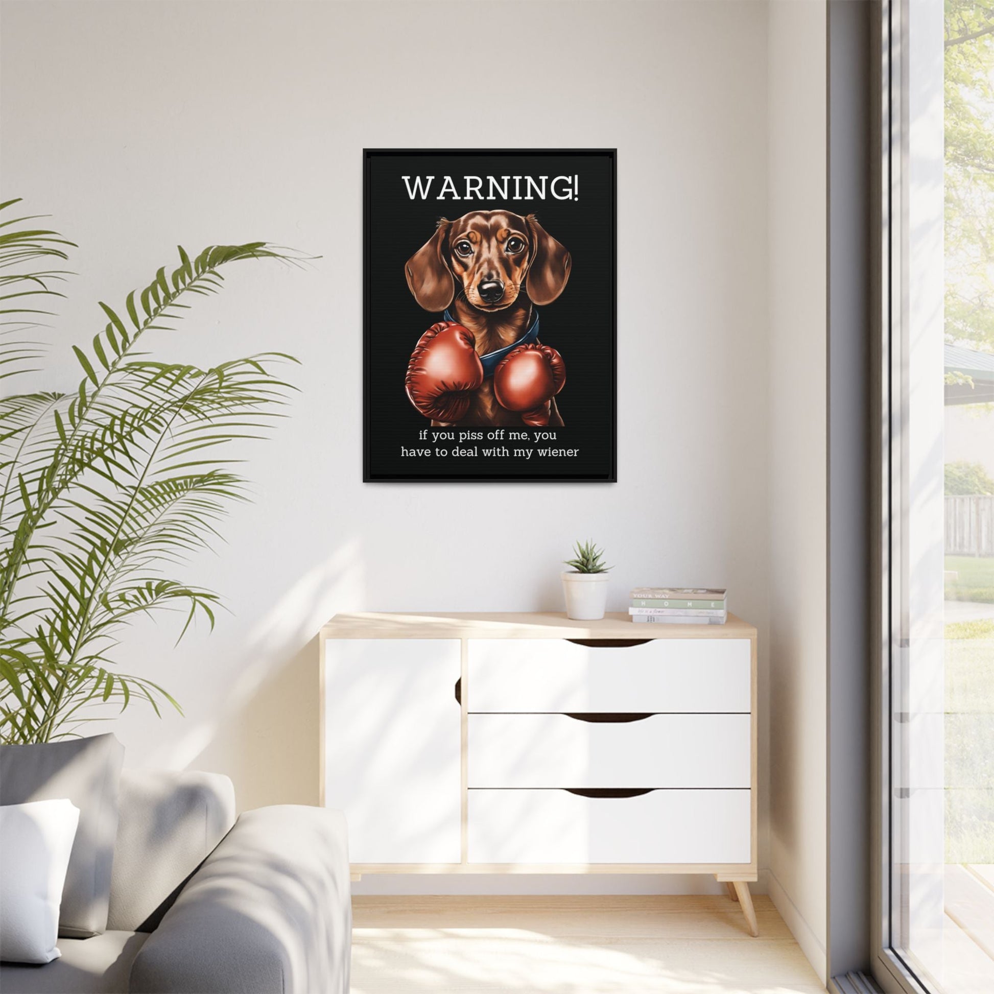 Boxing Wiener - Matte Canvas, Black Frame - Real Rad Boutique