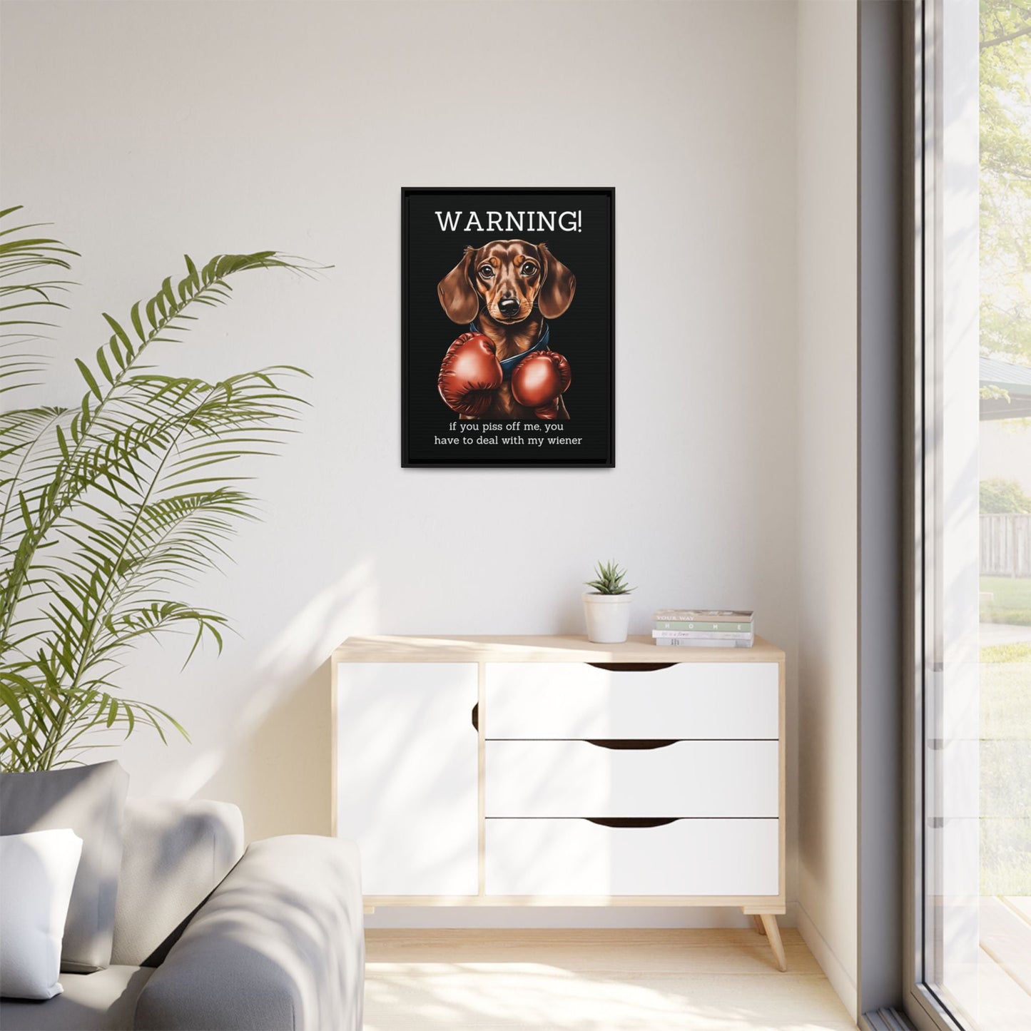 Boxing Wiener - Matte Canvas, Black Frame - Real Rad Boutique