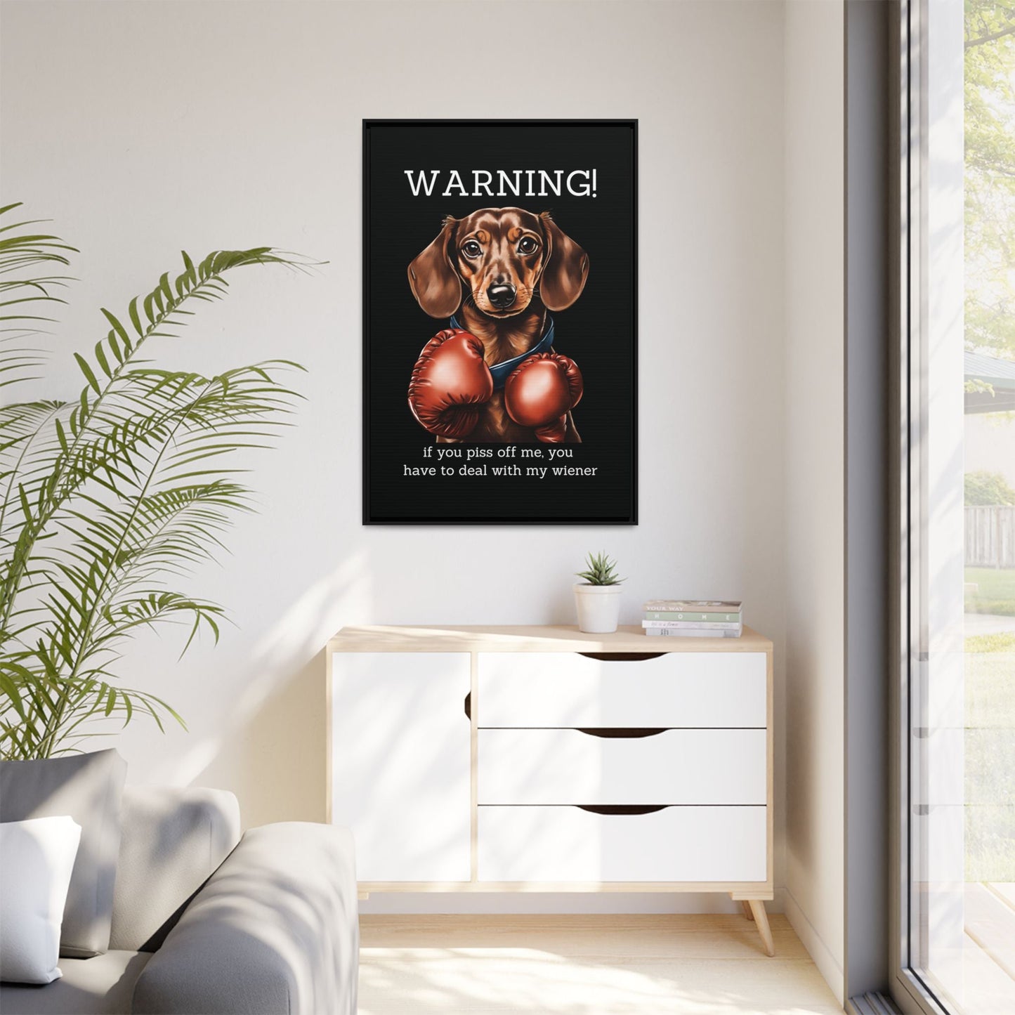 Boxing Wiener - Matte Canvas, Black Frame - Real Rad Boutique