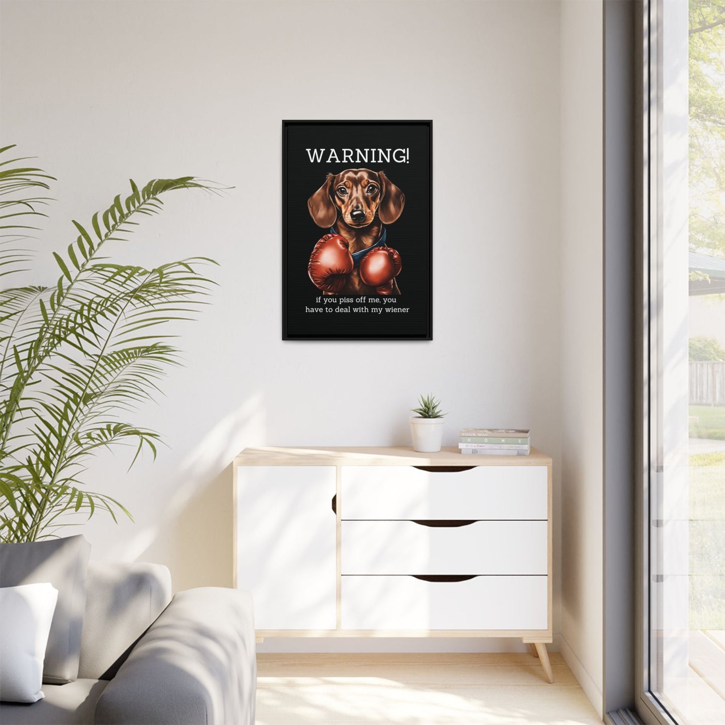 Boxing Wiener - Matte Canvas, Black Frame - Real Rad Boutique