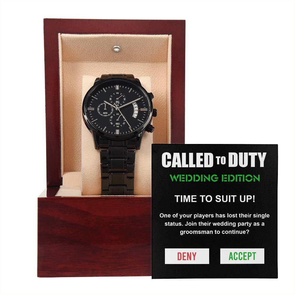 Called To Duty - Black Chronograph Watch - Real Rad Boutique