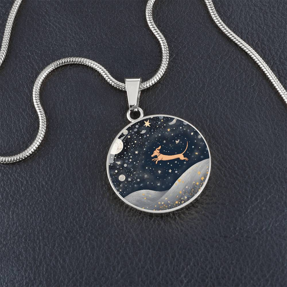 Celestial Dachshund - Circle Pendant - Real Rad Boutique