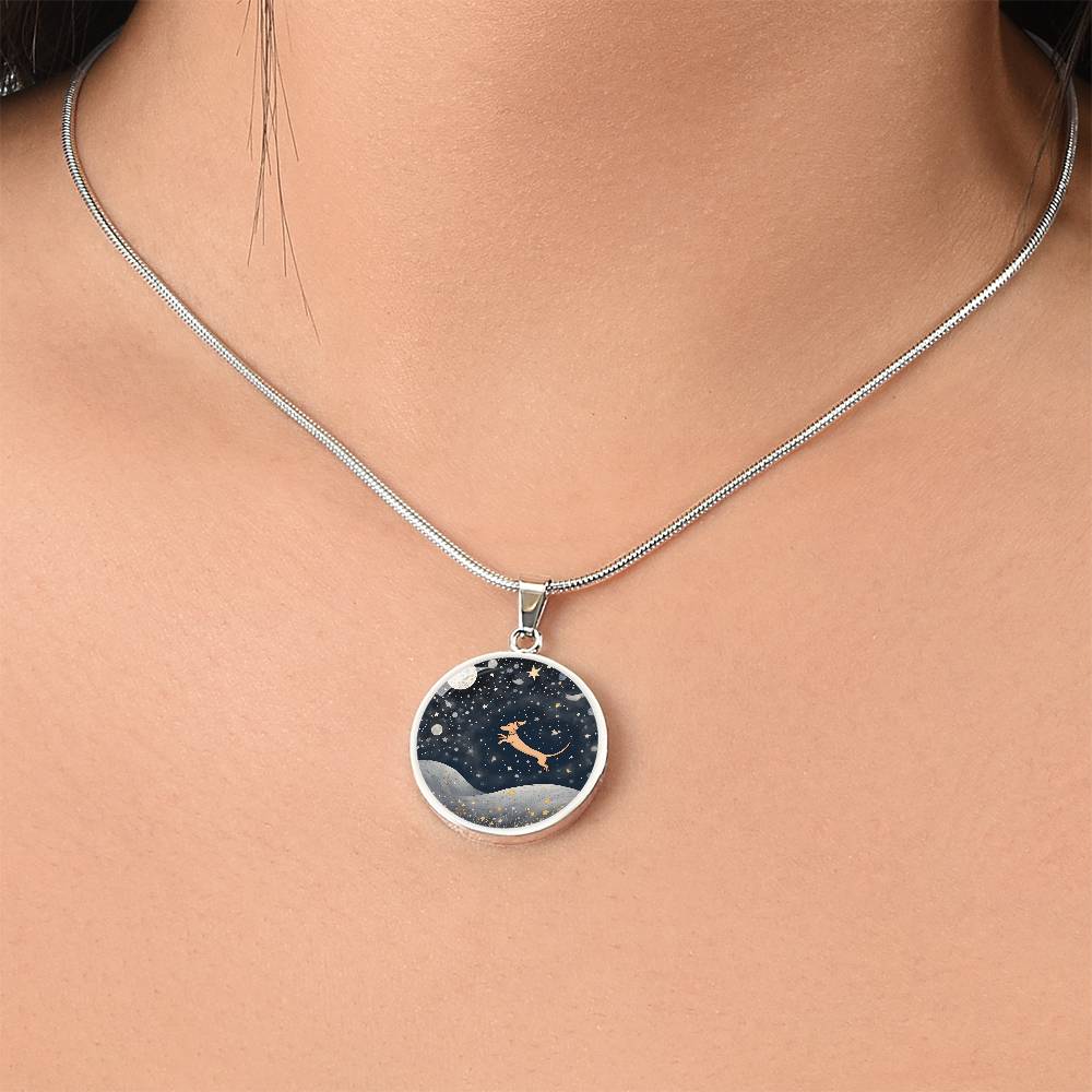 Celestial Dachshund - Circle Pendant - Real Rad Boutique