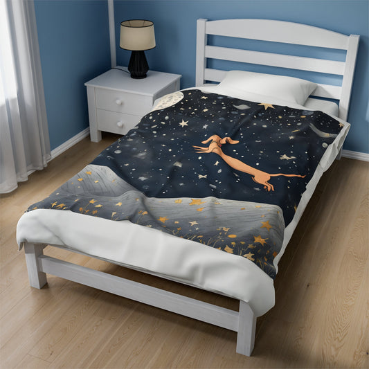 Celestial Dachshund - Velveteen Plush Blanket - Real Rad Boutique