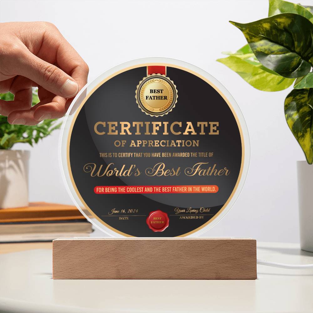 Certificate of Coolness - Acrylic Circle Plaque - Real Rad Boutique