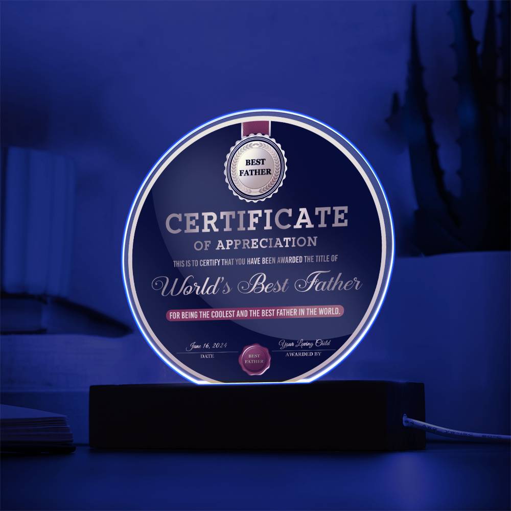 Certificate of Coolness - Acrylic Circle Plaque - Real Rad Boutique