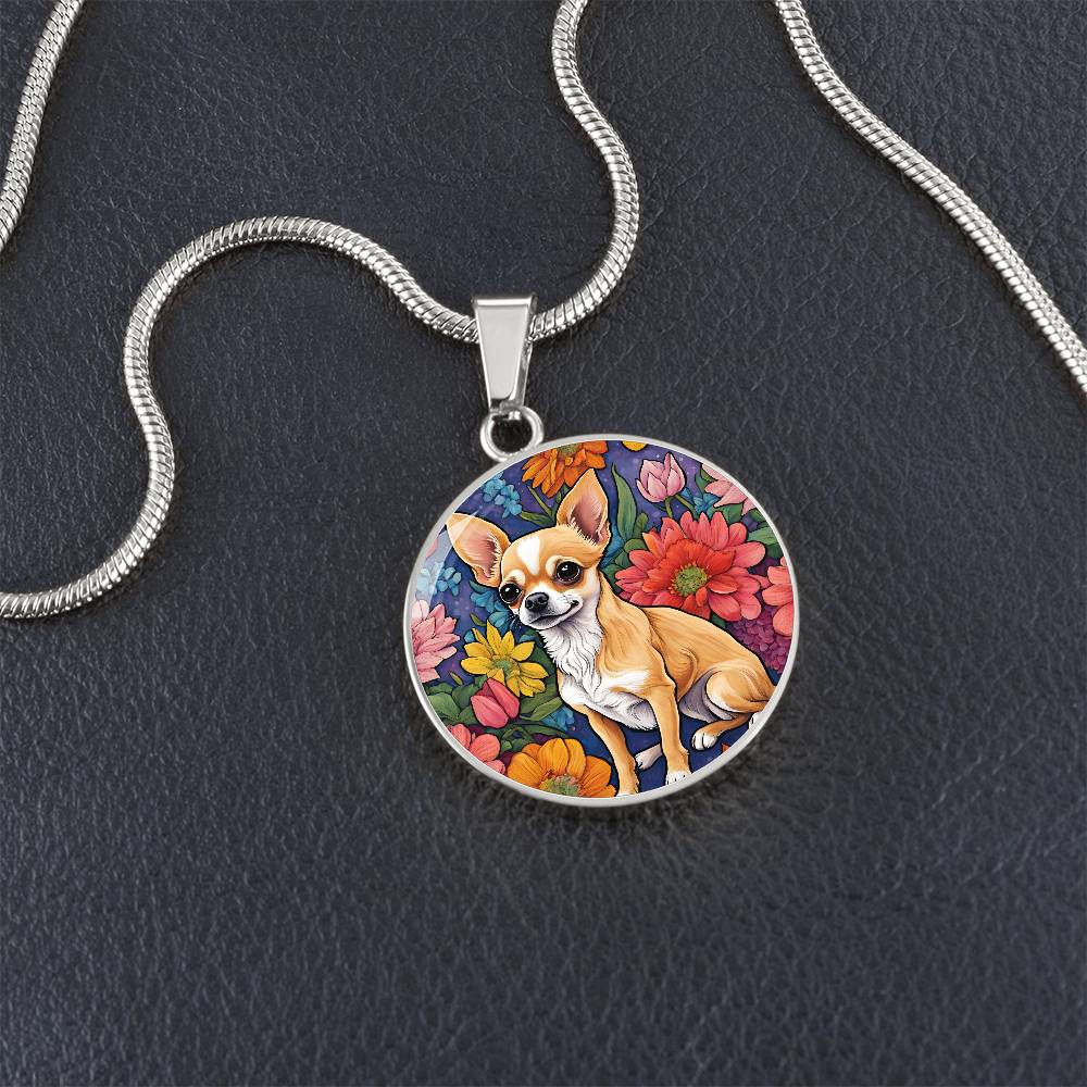 Chihuahua Bloom - Circle Necklace - Real Rad Boutique