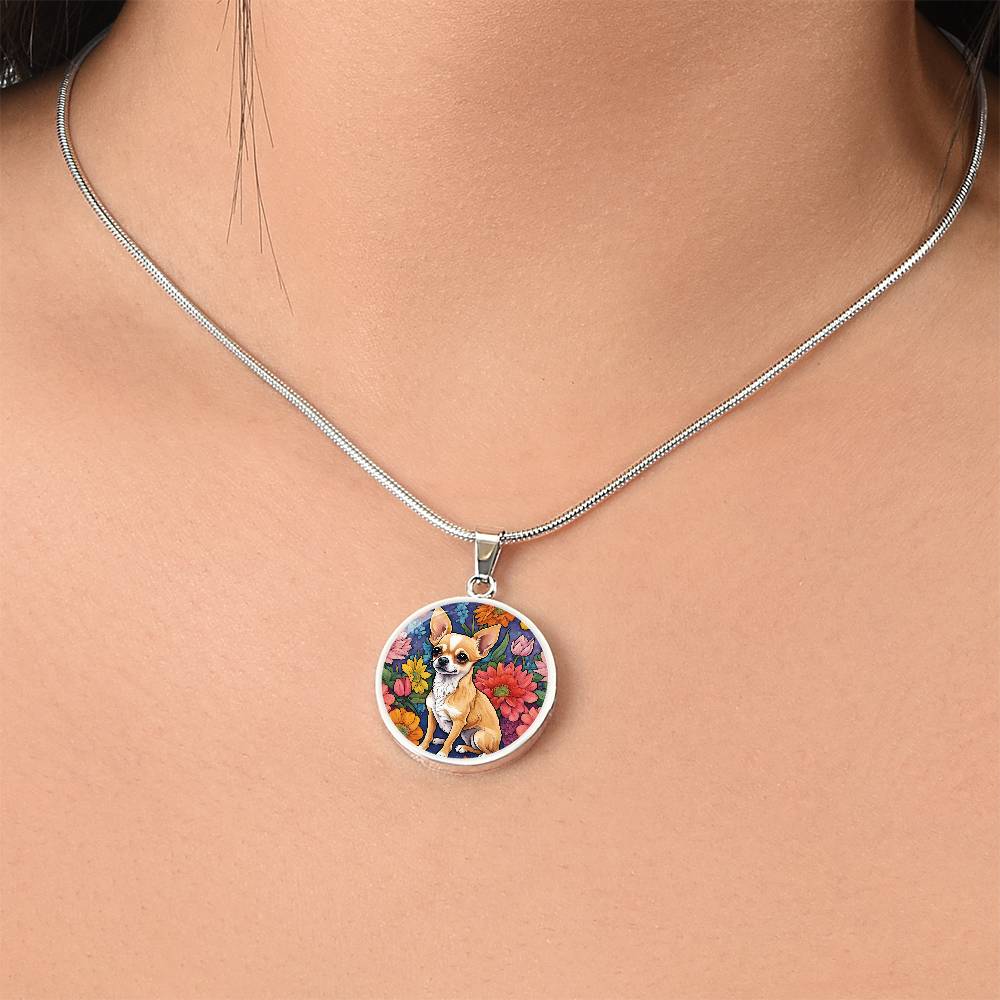 Chihuahua Bloom - Circle Necklace - Real Rad Boutique