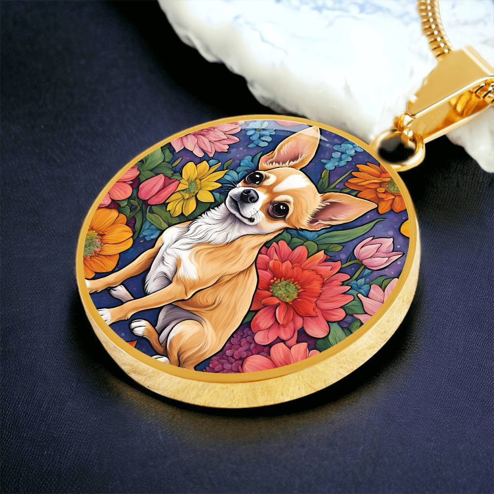 Chihuahua Bloom - Circle Necklace - Real Rad Boutique