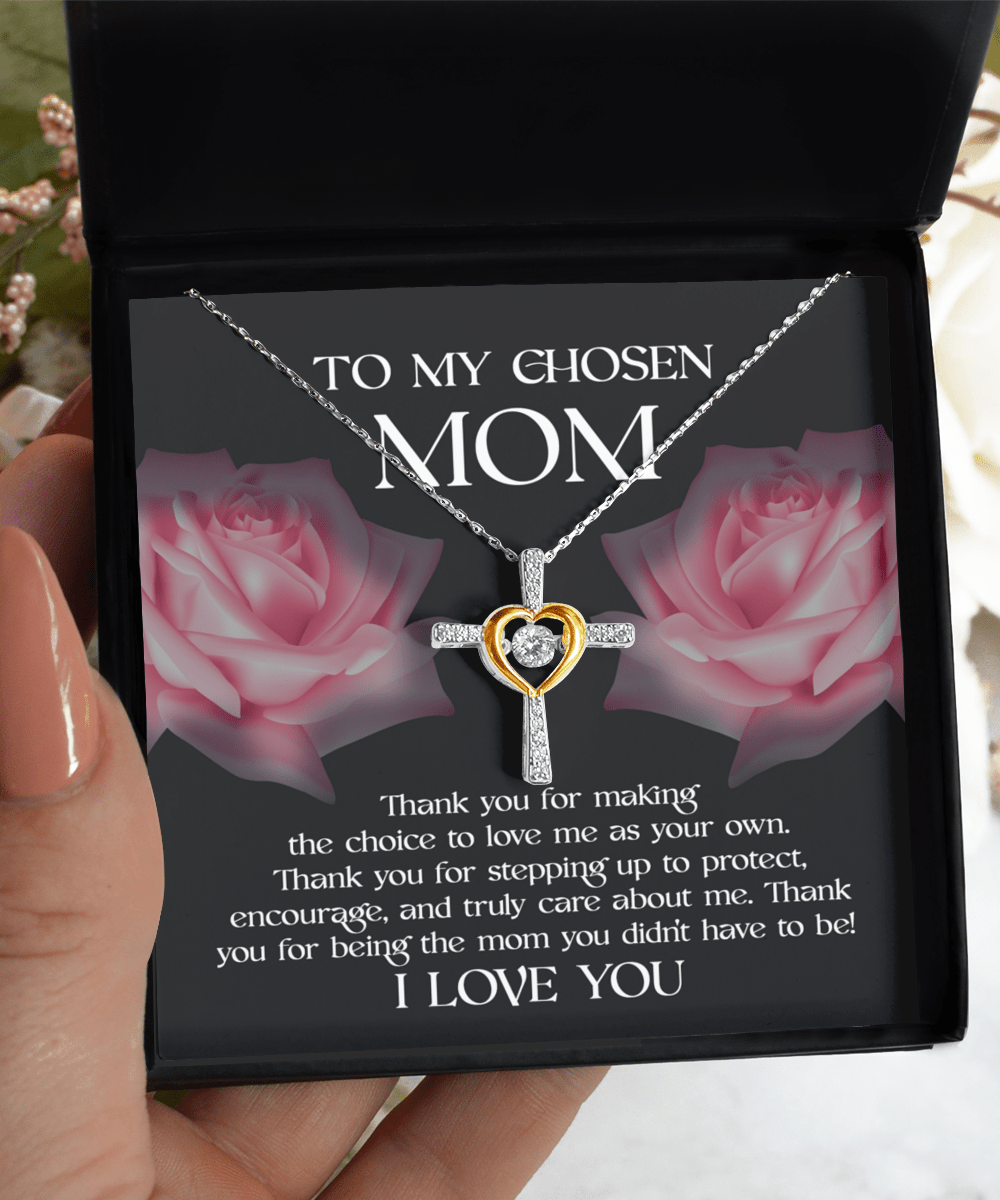 Chosen Mom, Cherished Heart - Love Cross Necklace - Real Rad Boutique